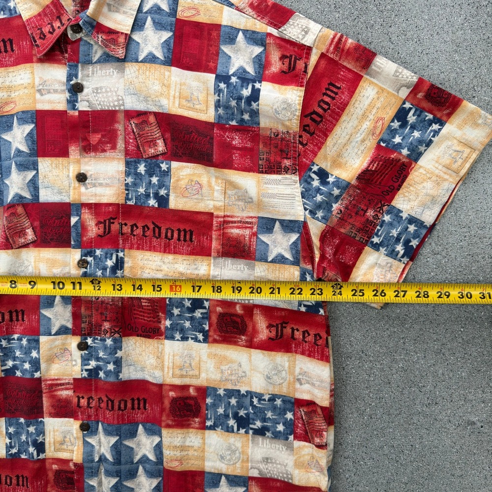High Seas Trading Mens XXL Americana Freedom Patchwork Stars Stripes Shirt USA - Picture 7 of 9